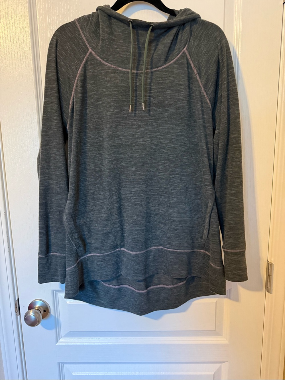Athleta Heathered Charcoal Green Hoodie Sweatshirt